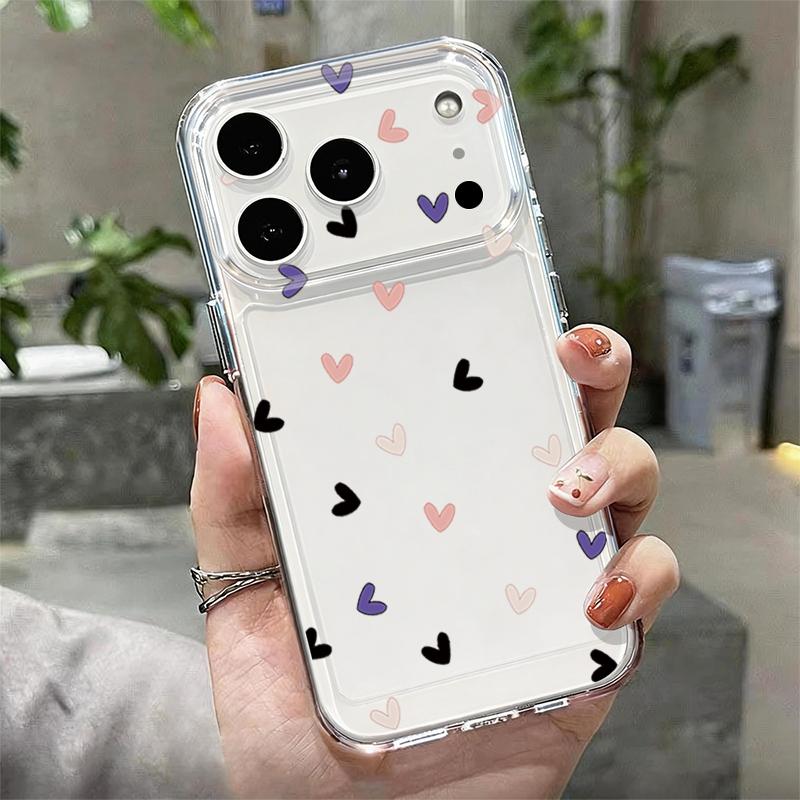 Mini Love Hearts Stars Pattern Case For iPhone 17 Pro Max Coque iPhone 16 15 14 13 12 Pro Max 11 Clear TPU Silicone Soft Cover