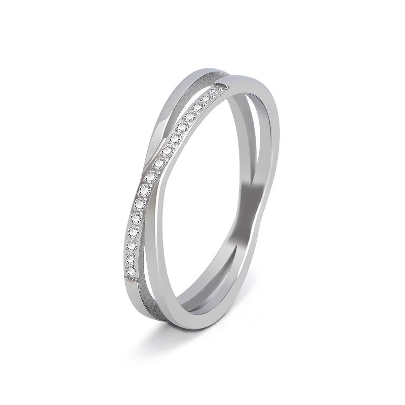Elegant 2022 Korean Titanium Steel Diamond Ring for Women - Light Luxury with Unique and Exquisite Design