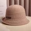 Spring and Autumn new models show small face, white wide brim warped edge temperament basin hat, French Hepburn style elegant fisherman hat children