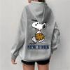 Simple Design Snoopy Printed Zipper Sweater Casual Loose Sweater Cardigan Jacket