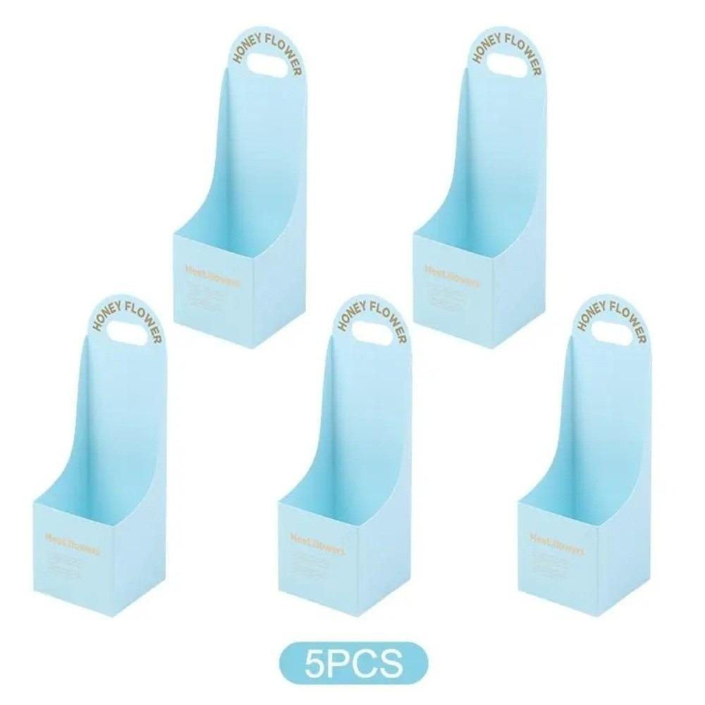 

5 Pcs Creative Portable Folded Flower Box Hand-folded Multi Color Bouquet Packaging Box Thick Cardboard Handheld Flower Box 30x10x10cm синий