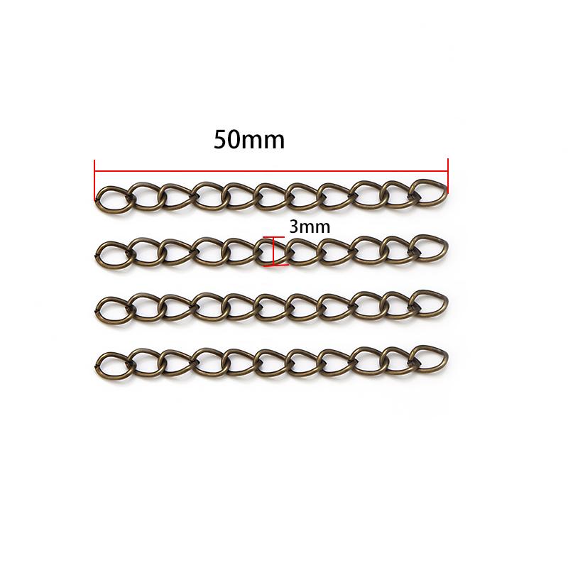 100 pièces/Lot 50mm 70mm Chaînes de Queue en Gros Chaîne d'Extension Allongée pour Bracelets Colliers Fabrication de Bijoux DIY Vente en Gros