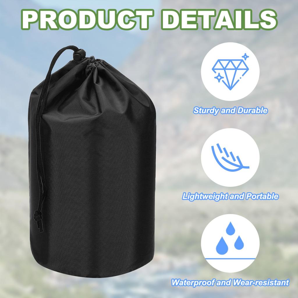 PATIKIL Set of 2 Stuff 13 x Storage Bag for Hot Black Bags, 25cm, Waterproof, Lightweight, Drawstring, Hiking, Fishing, Beach, Swimming, Springs,
