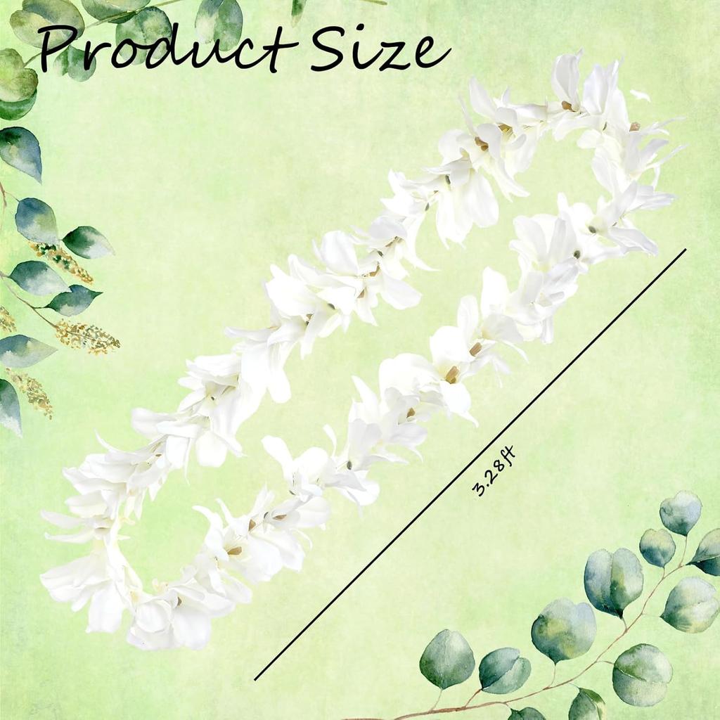 White Orchid Lei Hawaiian Luau Lei Graduation Lei Artificial Orchid Flower Garland Necklace Luau Apparel Accessories for Wedding Graduation Hawaiian