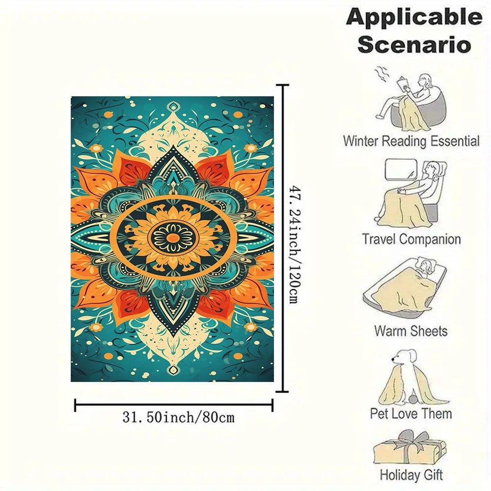 "Bohemian Mandala Wall Art: Vibrant Floral Decor for Your Space"Blanket Flannel Throw Blanket for Sofa, Bed, Travel, Camping, Office, Couch,