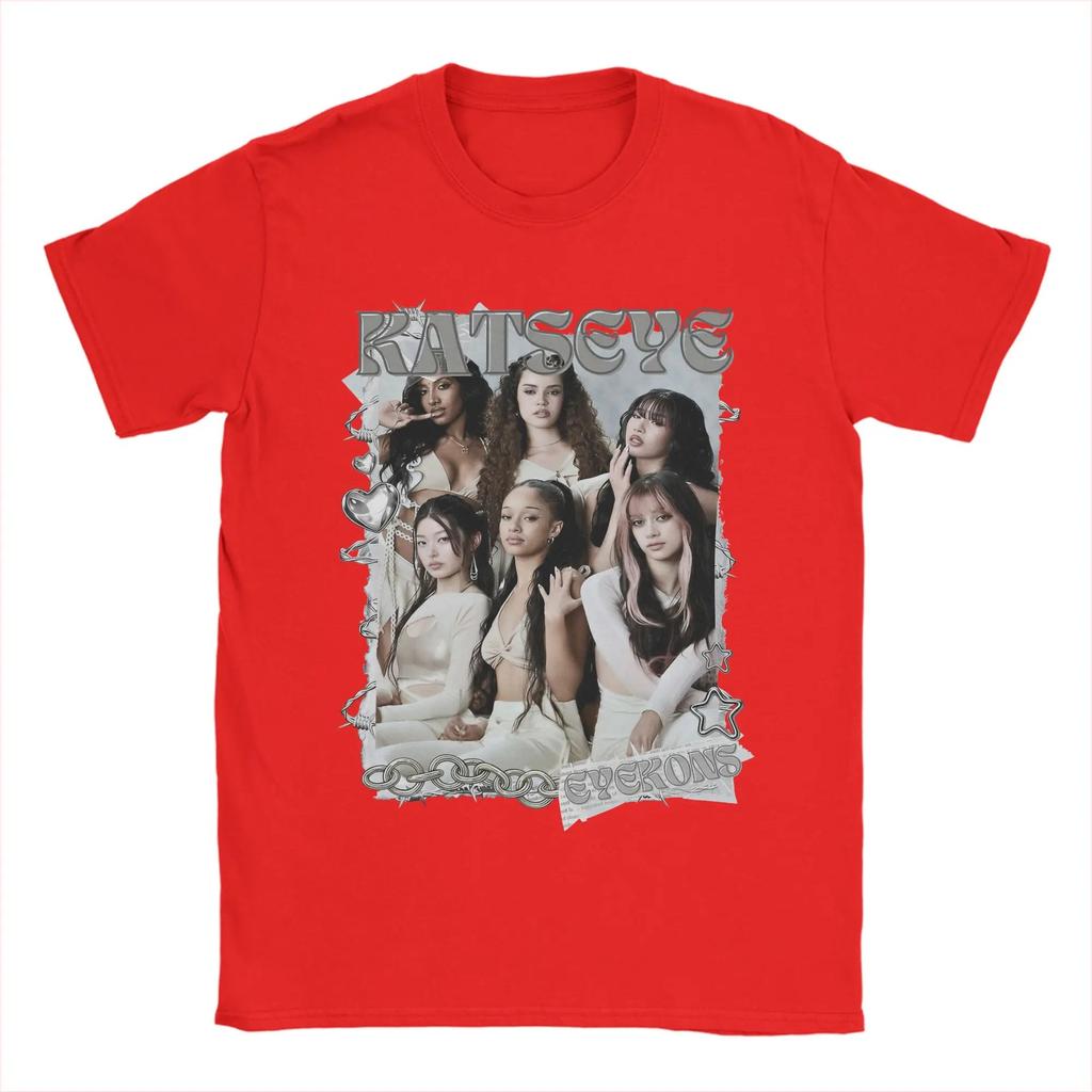 T-shirt Vintage "Eyecons" del Katseye Group, Maglietta Unisex Streetwear Fan Pop Globale, Top Casual a Maniche Corte 100% Cotone