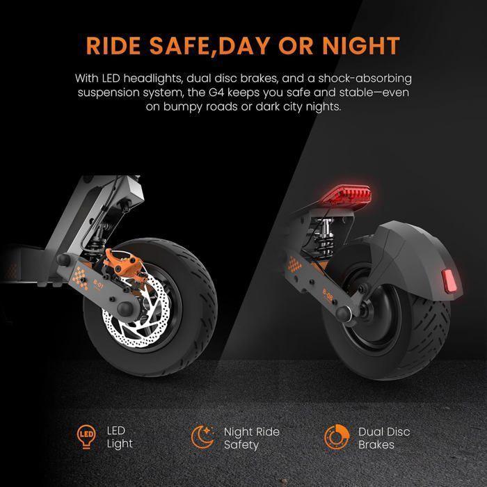 Scooter Électrique KuKirin G4 - Moteur 2000 W -- Batterie 20 Ah - Autonomie Maximale 75 Km