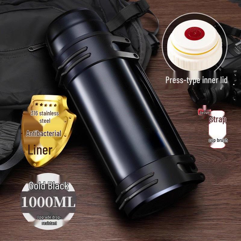Large 5L Stainless Steel Insulated Thermos for Men - Portable Outdoor Travel Water Bottle