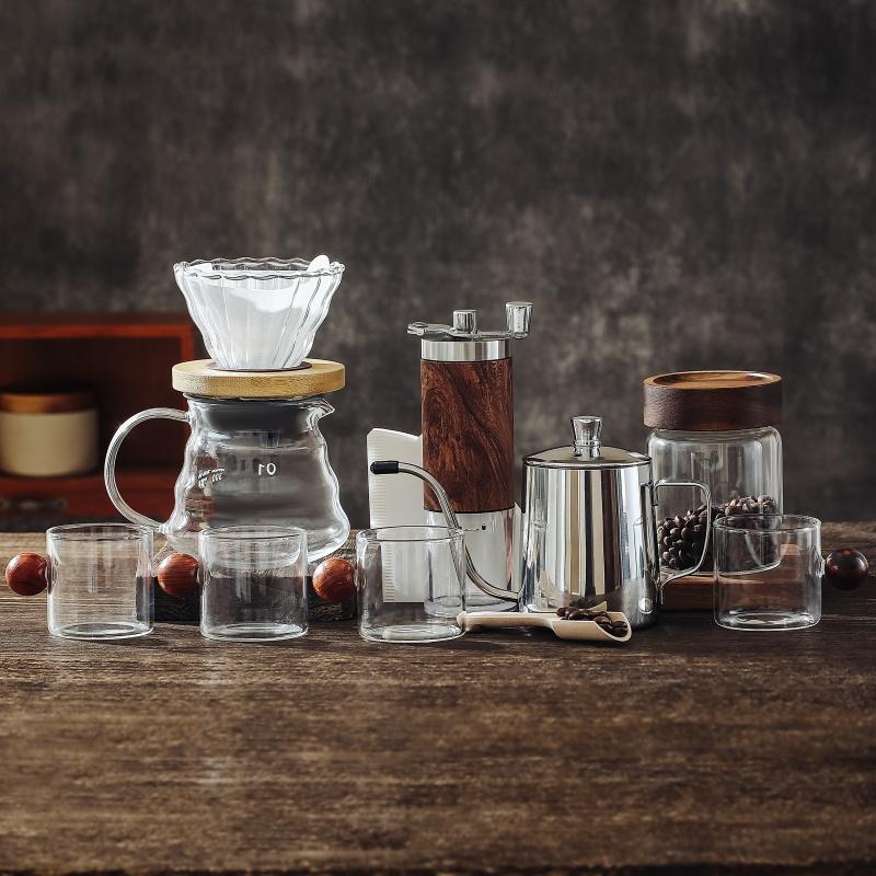 Zestaw do parzenia kawy, zestaw do parzenia kawy typu „wszystko w jednym”, zestaw do ręcznego młynka do kawy, idealny na prezent urodzinowy z okazji rocznicy