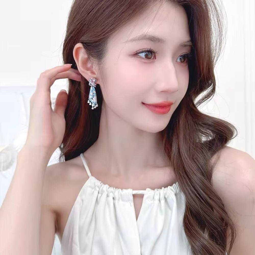 Zircon Knotted Earrings Light Luxury Pendant Earrings Fashionable Women Earrings  Banquets