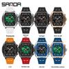 Sanda Dual-Movement Barrel Watch: Luminous Alarm, Large Dial, Multifunctional Student Watch.