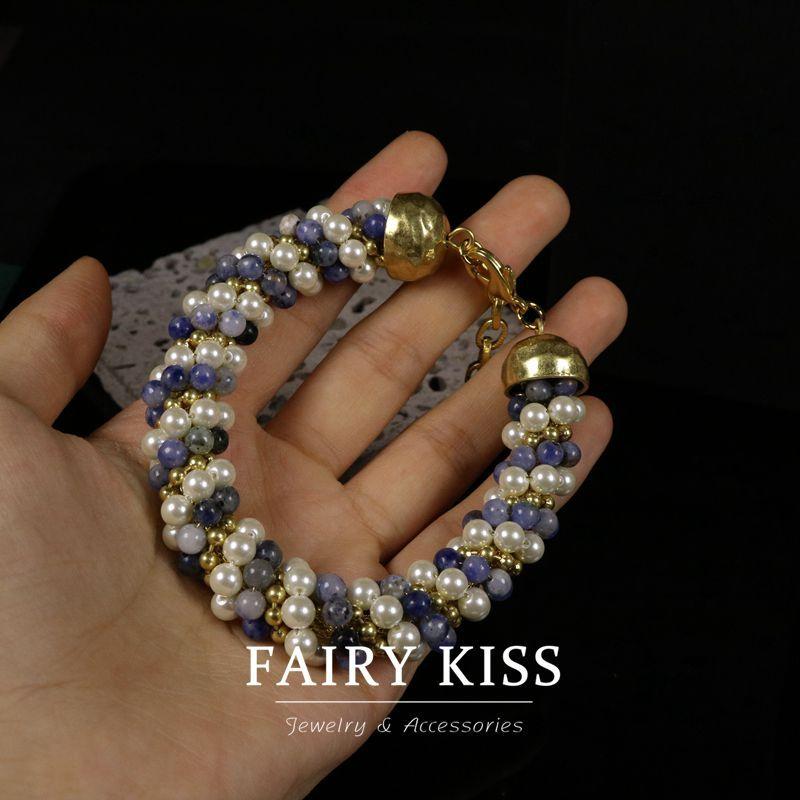 

Simple Copper Chain, Stone Glass Pearl Versatile Temperament Necklace, Light Luxury Handmade Beaded Jewelry Set