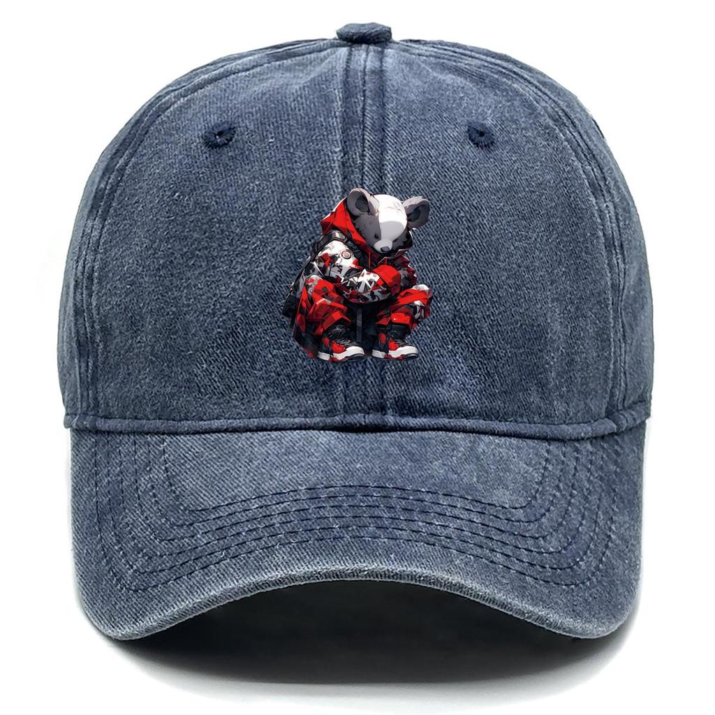 Punk Bear Print Adjustable Sun Hat, Animal Woman's Cap Cozy All-season Trendy Sporting Snapback Baseball Cap