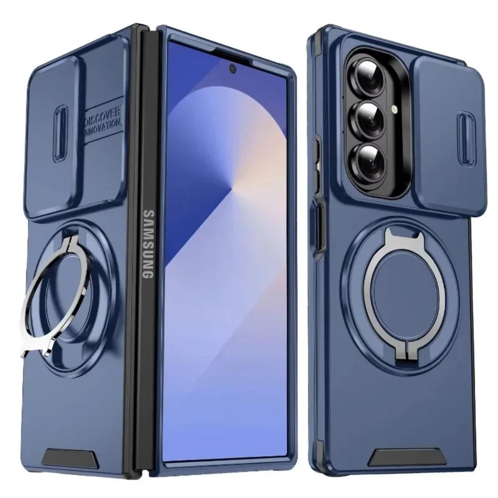 

Heavy Duty Car Mount Magnetic Stand Case For Samsung Galaxy Z Fold 7 6 5G Full Body Protection Resistant Slid Window Cover Galaxy Z Fold6 синий