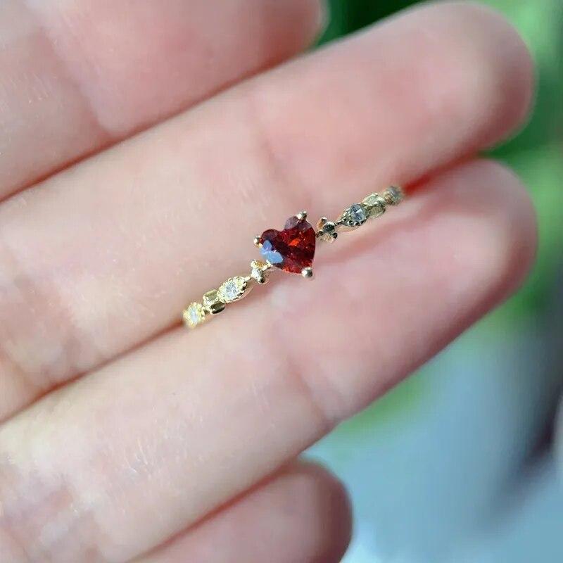 Fashion Charm Love Ruby Inele pentru femei inimă roșu cristal zircon inel petrecere de nunta bijuterii cadou de aniversare Anillos Mujer