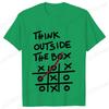 Retro Men's T-Shirt Think Outside The Box Print Short Sleeve T-Shirt Summer Casual Tees Top Loose Oversized T-Shirt for Men