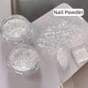 Hoge Kwaliteit Sneeuwpoeder Ultra-Dunne Nagelschilfers Fijne Glans Opaal Glitter Materiaal Transparante Zilveren Nagellak Decoraties