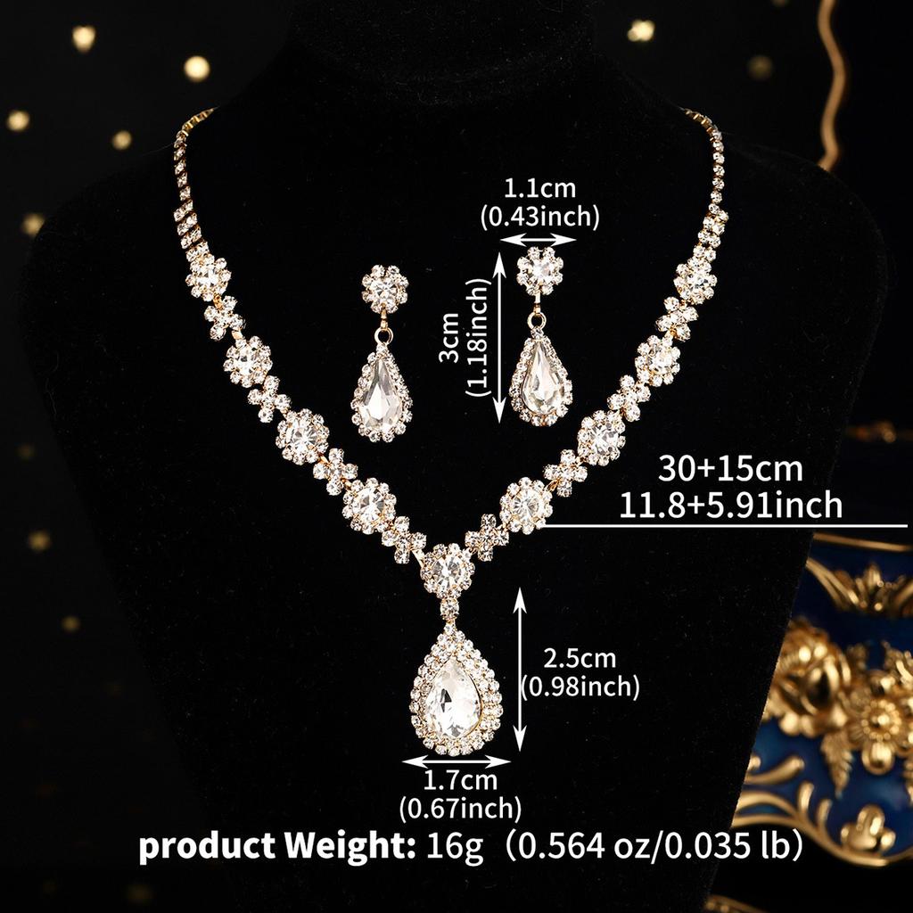 Bridal Wedding Necklace And Earrings Set Fashionable Claw Set Colorful Rhinestones Super Sparkling Banquet Jewelry Two Piece Set
