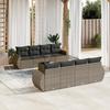 Vidaxl 9-Cz. Gartenmöbel-Set mit Kissen, Grau, Polyrattan