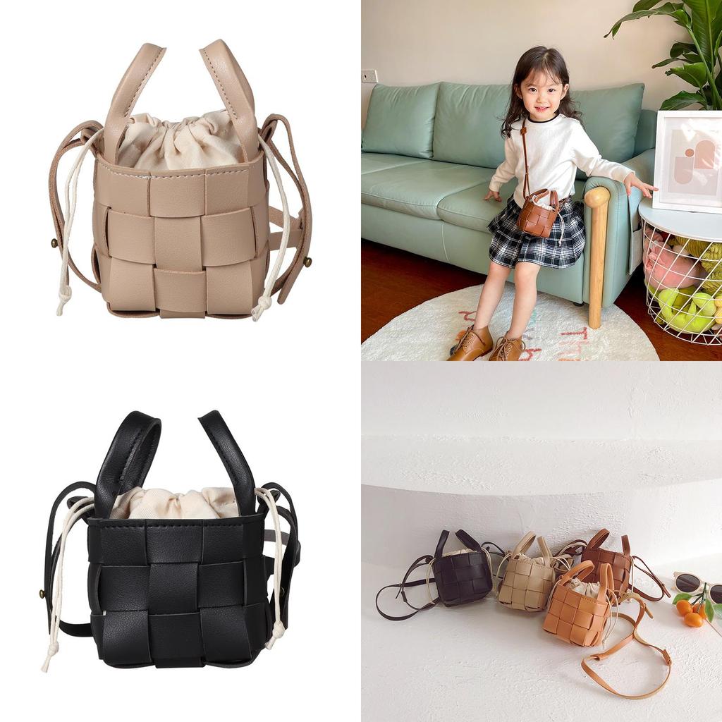 Childrens Crossbody Bag Pu Leather Fashion Weave For School Girls