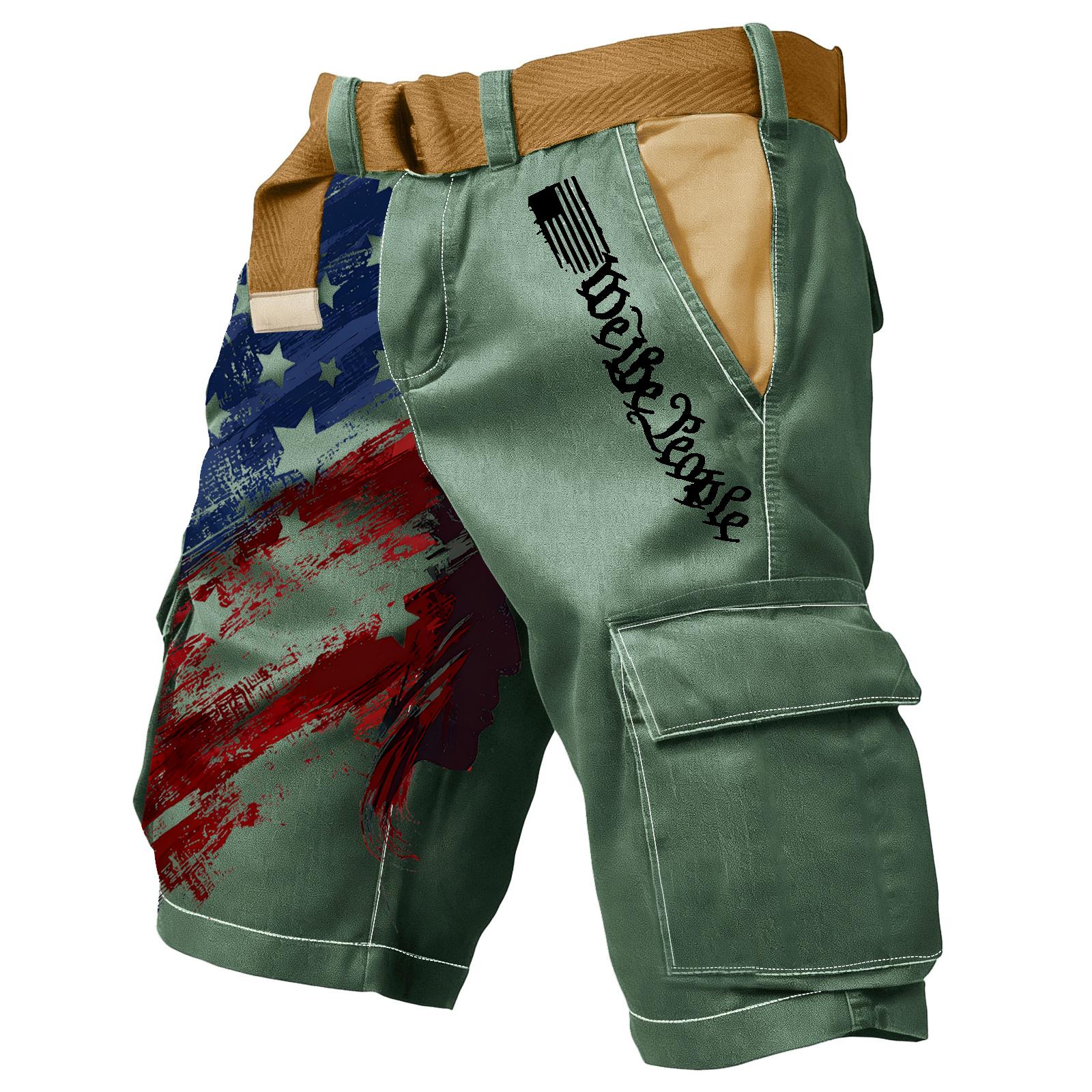 

Мужские повседневные спортивные рабочие брюки с множеством карманов Модные мужские брюки с принтом флага и букв M