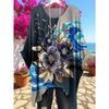T-shirt da Donna Taglie Forti Stampa Floreale Stella Pianta Coda di Rondine Manica Corta Girocollo Top Casual per Vacanze Lavoro Quotidiano