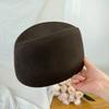 Autumn Winter Women'S Hard Top Beret Hat Wool Felt Fashion Retro Fascinating Hostess Formal Designer Cap Keep Warm Pillbox Hat