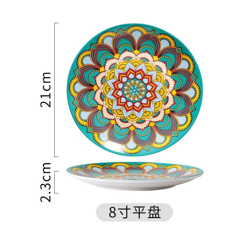 European Style Ceramic Tableware Set Plates Bohemian Style Cake Snack Salad Square Plates Birthday Festival Party Decorations