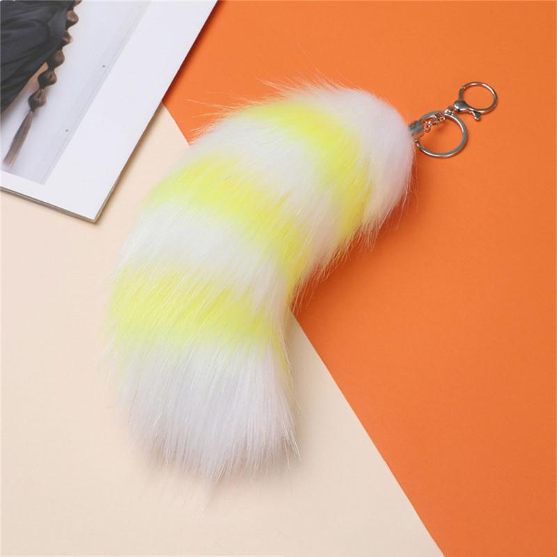 Plush Foxes Tail Keychain Soft And Cute Accessory Plush Keyring Decors For Bags Keys Or Home Decors 18cm Long