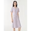 JUZUI Elegant Beaded Round Neck Waist-Cinching Dress