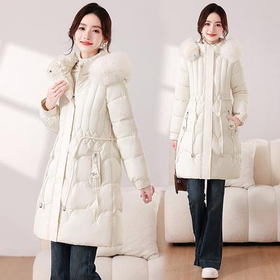 New Winter Long Women's Slim-fitting Cotton-padded Clothes, Thin Waist Thickened Cotton-padded Clothes, Fur Collar Cotton-padded Jacket, Women's