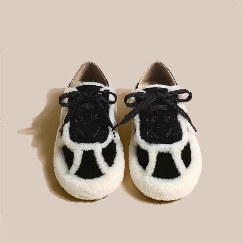 

The same style as the star~ Women s fluffy shoes outside will be the new semi-drag thick-soled piled casual cotton shoes in autumn and winter 2025 40 чёрный