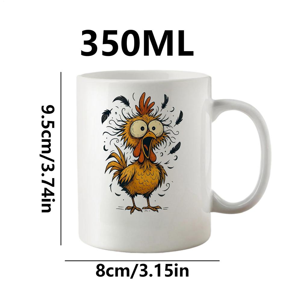 F-Caw-F Chicken Mug 350ml Funny Ceramic Drinkware Humorous Rooster Coffee Cup Tea Mug With Handle For Chicken Lover Coffee Tea 350ml
