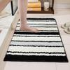 Black & White Striped Non-Slip Absorbent Bathroom Mat – Versatile for Toilet, Bedroom, and Door Entry.