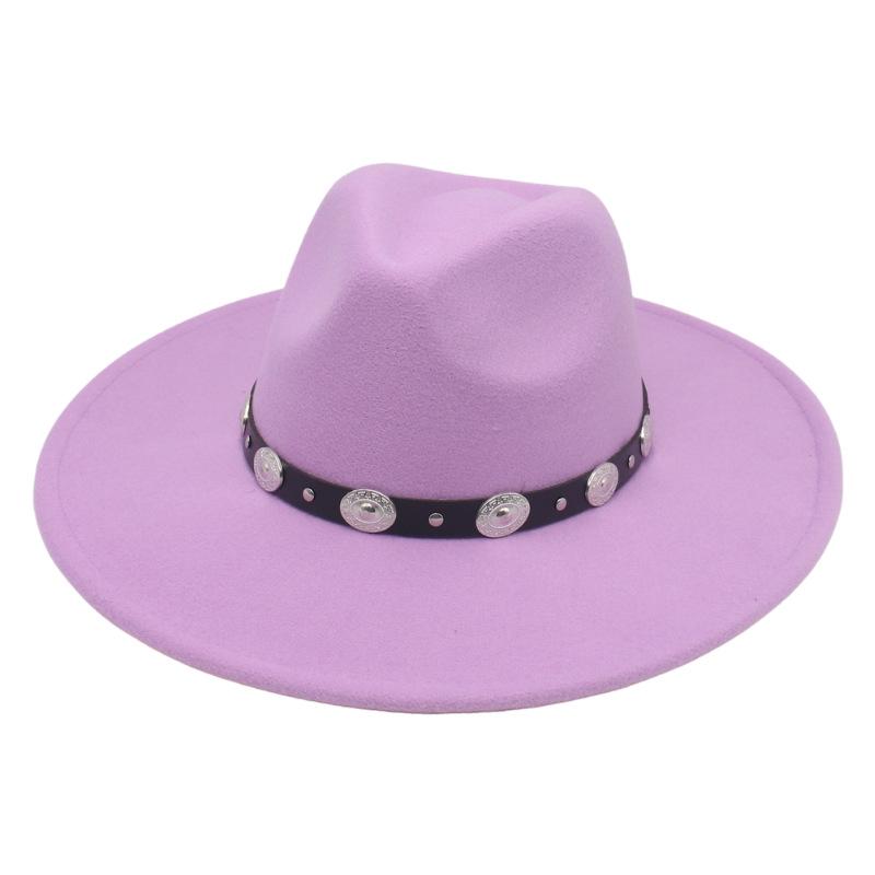 Plus Edge Felt Top Hat Jazz Hat Gentleman Ladies Wind Metal Sheet Hat