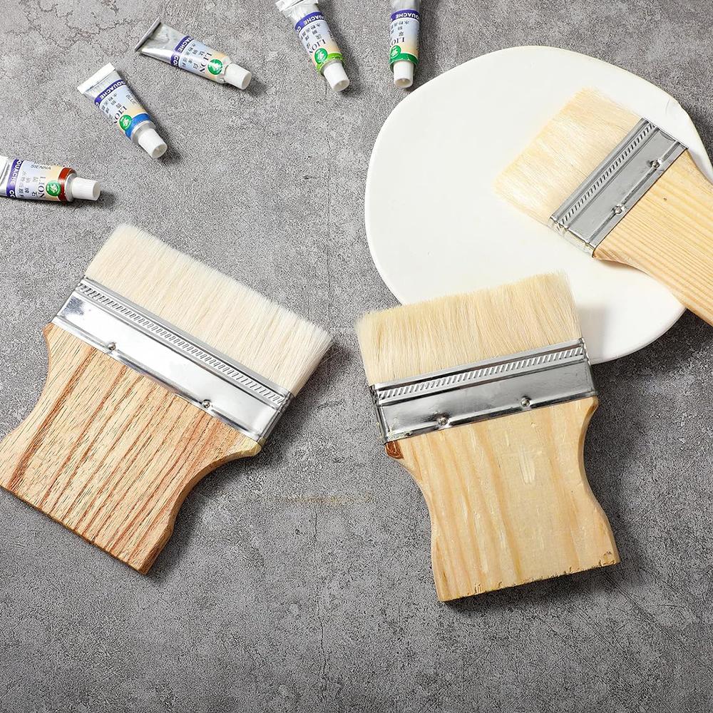 3Pcs Flat Paddle Paint Brush Set For Oil and Acrylic Paints Brushes (3", 4", 5")