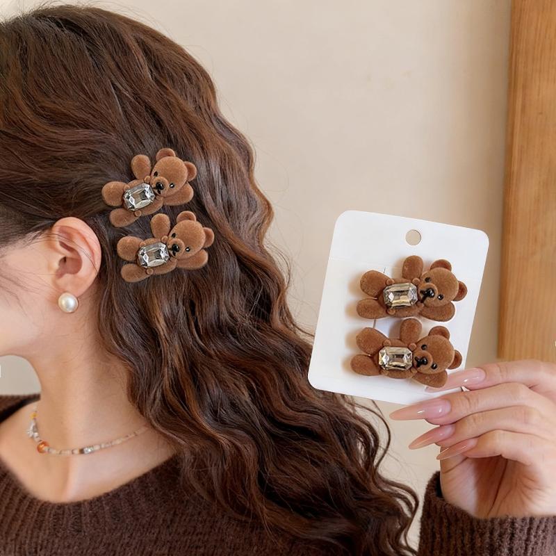 2 Pcs Maillard Plaid Hairpins For Women Girls Sweet Hair Ornament Barrettes Hair Clip Fashion Hair Accessories