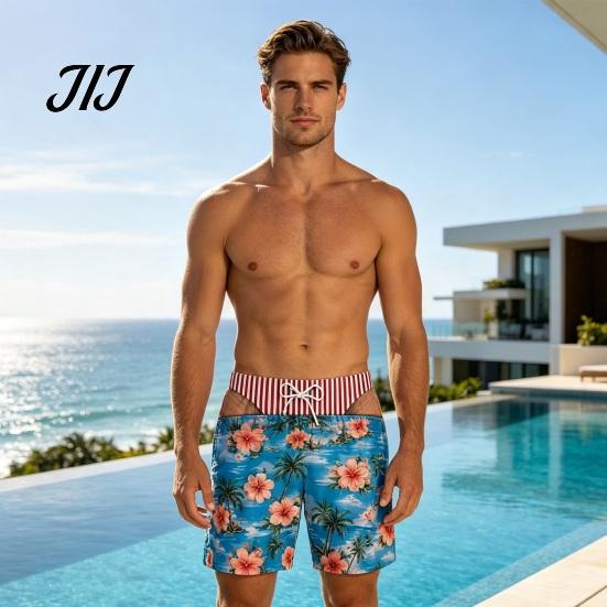 Optical Illusion Beach Wear Funny Hairy Butt Shorts, Men Leg Quick Dry Comfortable Elastic Waist Shorts Swim Trunks with Pockets for Pool Parties,