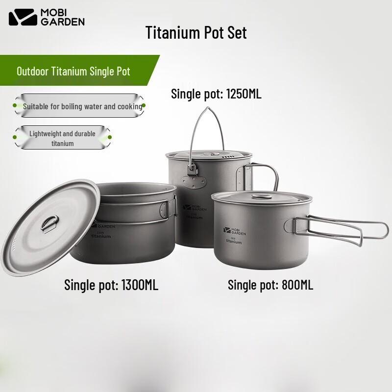 Mobi Garden Enjoy Feast 1250ml Titanium Camping Pot