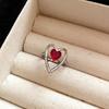 Red Zircon Smooth Heart-Shaped Open Ring Simple  Finger Rings Jewelry For Women