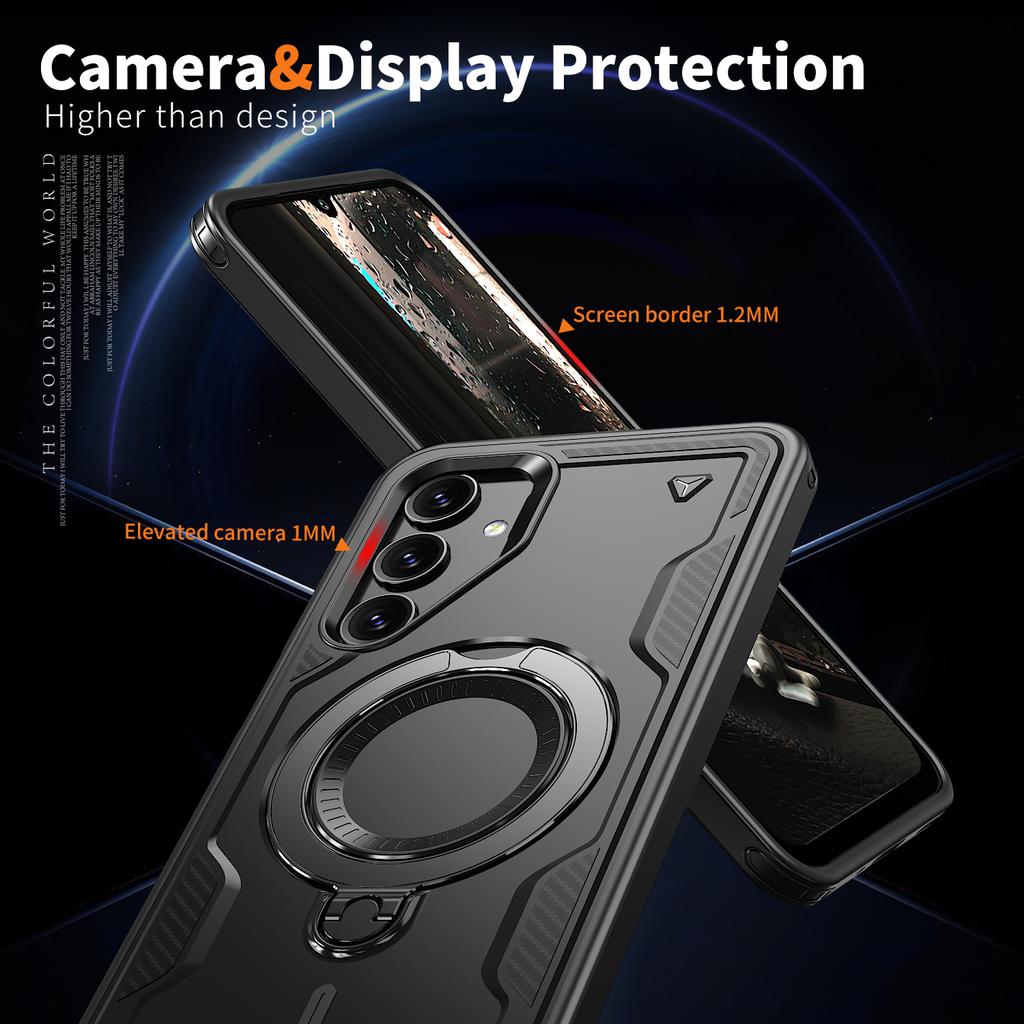 Nárazuvzdorné pouzdro s pancířem pro Samsung Galaxy A14 A15 A25 A35 A55 A05 A05S A06 A16 A26 A36 A56 5G 360° otočný stojánek s kroužkem Zadní kryt