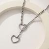 Retro Hip-hop Simple Peach Heart Versatile Necklace for Men and Women Couples