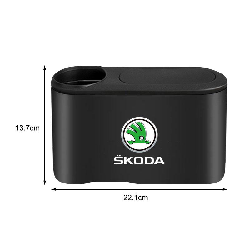Trash Can Auto Emblem Garbage Box Bin Storage Car Accessories For Skoda Octavia Superb Rapid Kodiaq Karoq Fabia Kamiq Roomster Citigo