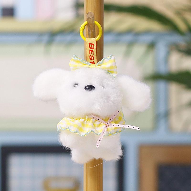 Plush Dog Hanging Toy With Cartoon Design For Wedding Decor And Bag Accessory