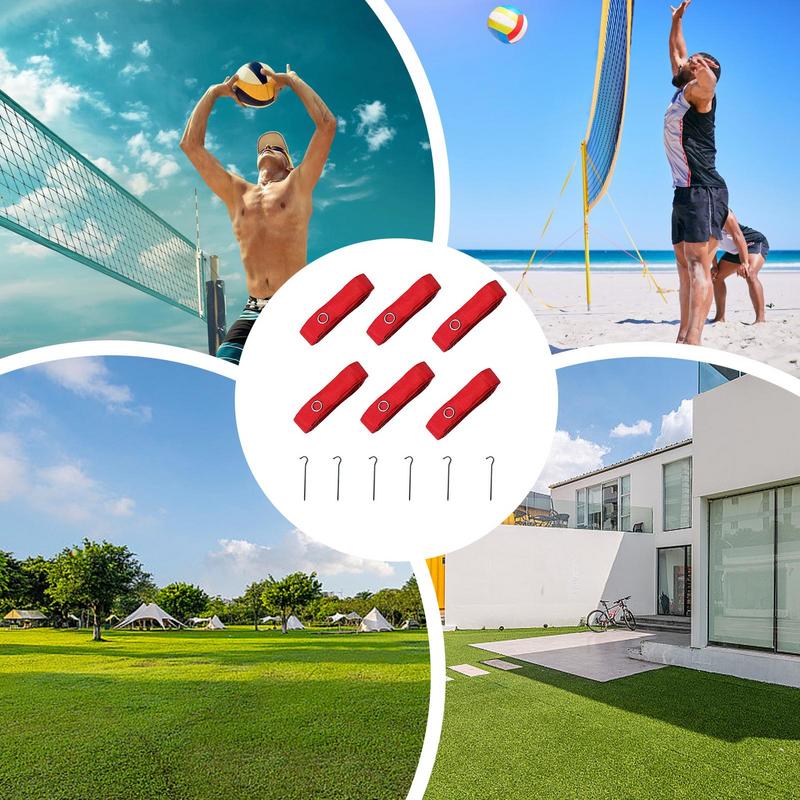 6x Beach Volleyball Lines Equipment Portable 8M Long Red Lines Marking Court Marker for Sand Training Beach Party Outdoor Sports