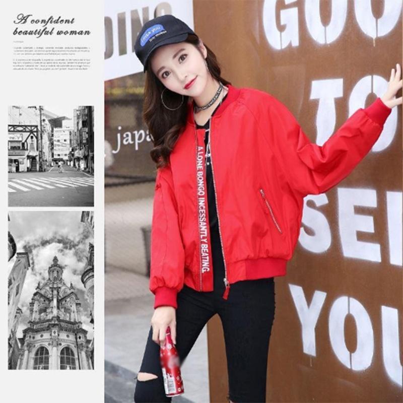 

Короткая куртка для бейсбольной формы, однотонная спортивная повседневная универсальная куртка на молнии на молнии, женский топ M красный
