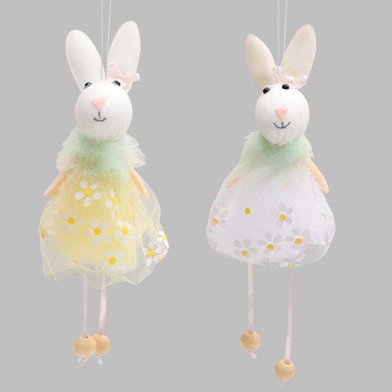 Colorful Holiday Rabbit Statue in Gauze Skirts for Indoor and Outdoor Holiday Decoration