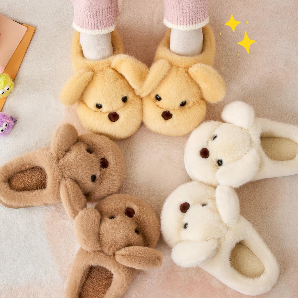 Cute Women Home Slippers Plush Warm Thick Bottom Slides Breathable Soft Non-slip Slippers