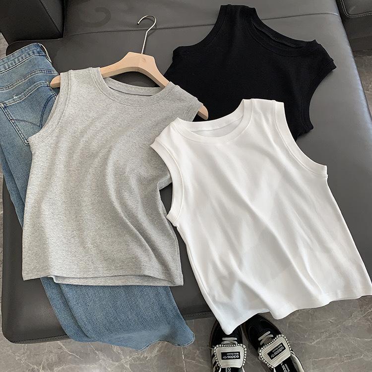 

Korean documentary R * S quality spring and summer minimalist temperament thin sleeveless pullover vest top women S белый