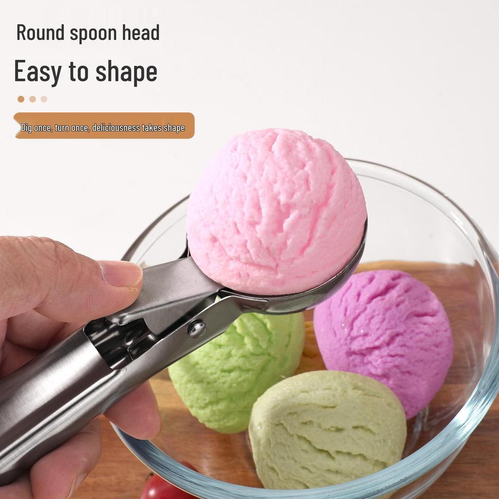 Stainless Steel Ice Cream Scoop with Rebound Ball Feature